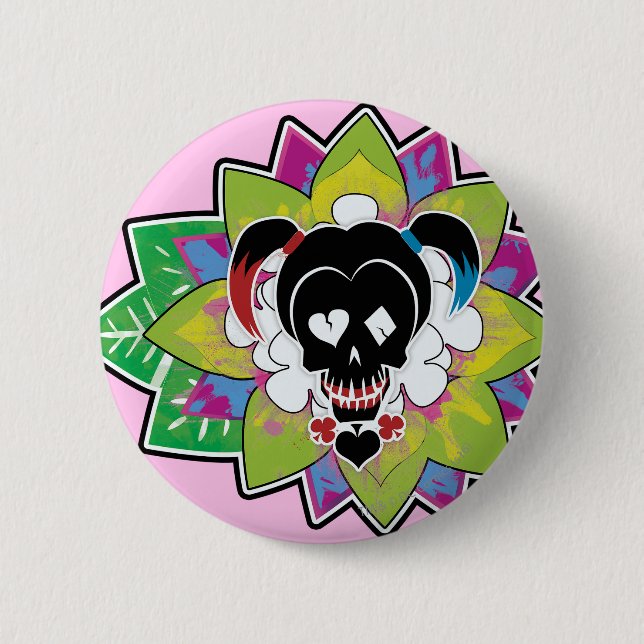 Suicide Squad | Harley Quinn Skull Tattoo Art 2 Inch Round Button (Front)