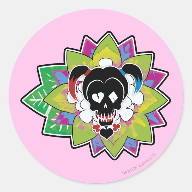 Suicide Squad | Harley Quinn Skull Tattoo Art Classic Round Sticker (Front)
