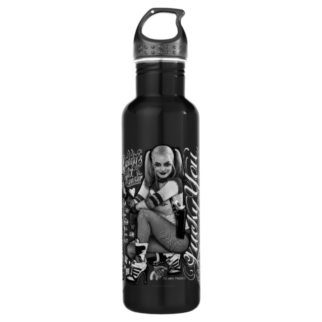 Suicide Squad | Harley Quinn Typography Photo 710 Ml Water Bottle (Front)