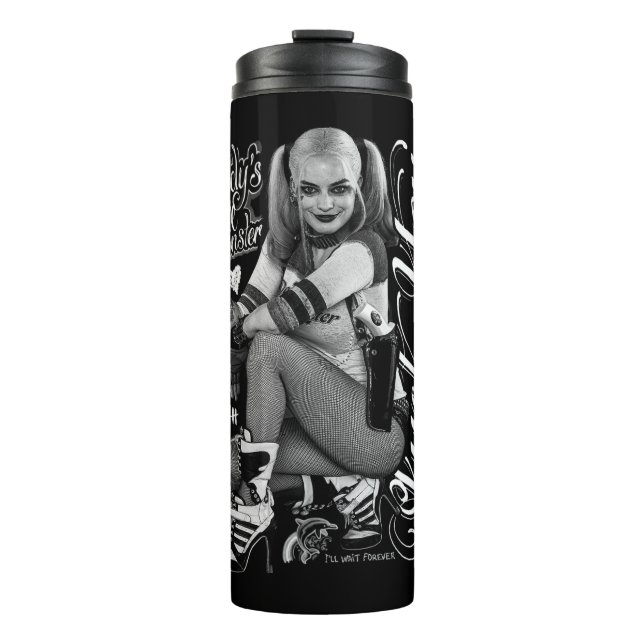 Suicide Squad | Harley Quinn Typography Photo Thermal Tumbler (Front)