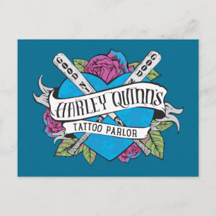 Suicide Squad   Harley Quinn's Tattoo Parlor Heart Postcard