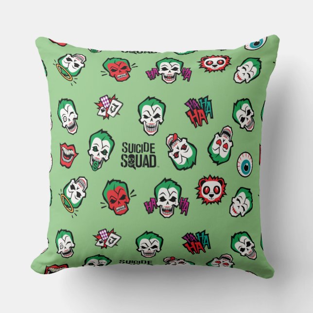 Suicide Squad | Joker Emoji Pattern Throw Pillow (Front)