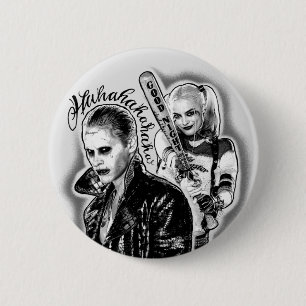 Suicide Squad   Joker & Harley Airbrush Tattoo 2 Inch Round Button