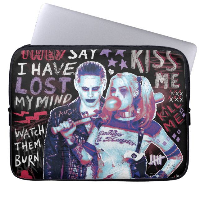 Suicide Squad | Joker & Harley Typography Photo Laptop Sleeve (Front)
