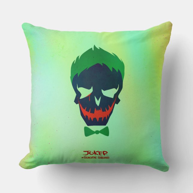 Suicide Squad | Joker Head Icon Throw Pillow (Front)