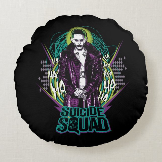 Suicide Squad | Joker Retro Rock Graphic Round Pillow (Front)