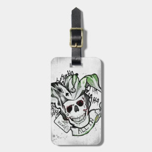 Suicide Squad   Joker Skull "All In" Tattoo Art Luggage Tag