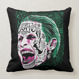 Suicide Squad   Laughing Joker Head Sketch Throw Pillow