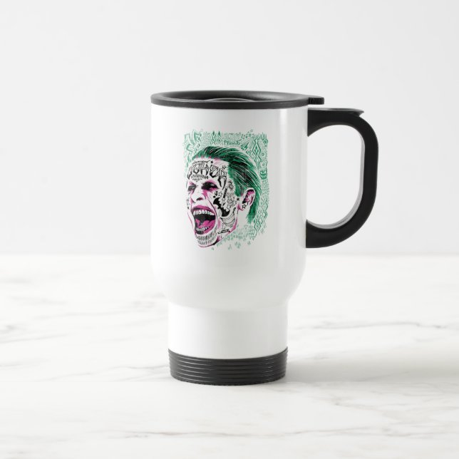 Suicide Squad | Laughing Joker Head Sketch Travel Mug (Right)