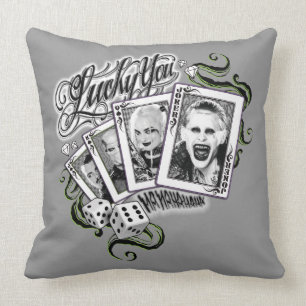 Suicide Squad   "Lucky You" Playing Cards Throw Pillow