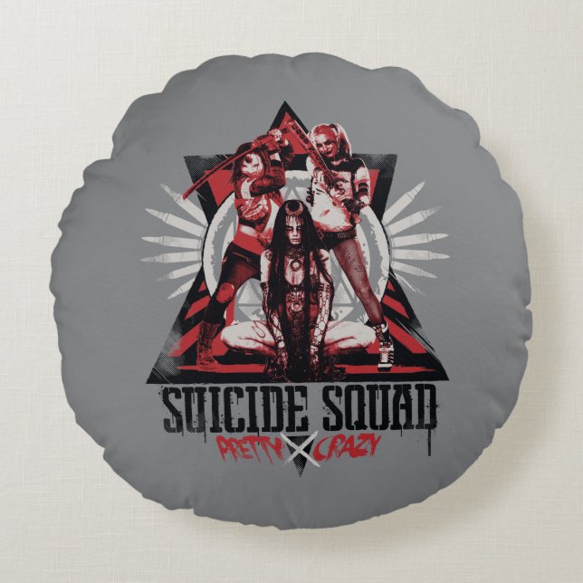 Suicide Squad | Pretty Crazy Squad Girls Round Pillow (Front)
