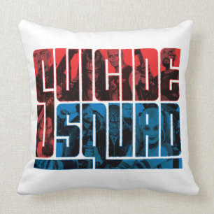 Suicide Squad   Red and Blue Logo Throw Pillow