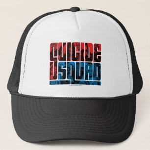 Suicide Squad Red and Blue Logo Trucker Hat