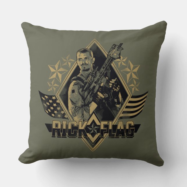 Suicide Squad | Rick Flag Badge Throw Pillow (Front)