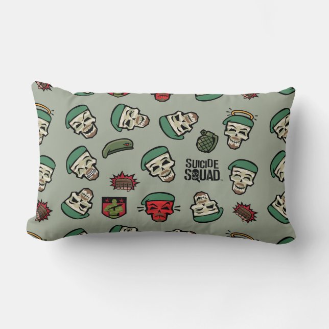Suicide Squad | Rick Flag Emoji Pattern Lumbar Pillow (Front)
