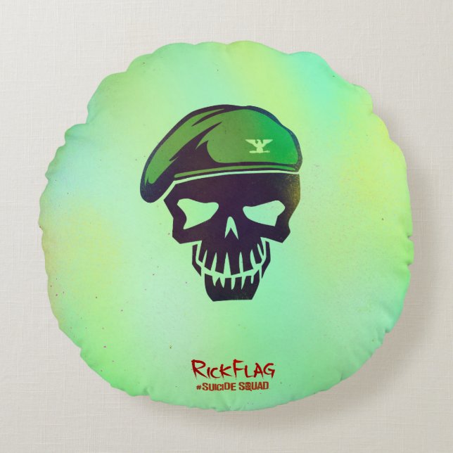 Suicide Squad | Rick Flag Head Icon Round Pillow (Front)