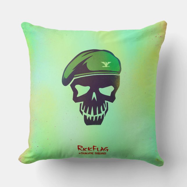Suicide Squad | Rick Flag Head Icon Throw Pillow (Front)