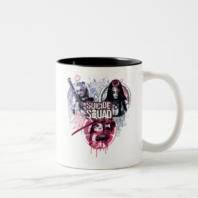 Suicide Squad | Squad Girls Graffiti Badges Two-Tone Coffee Mug (Right)