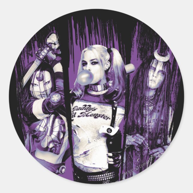 Suicide Squad | Squad Girls "In Squad We Trust" Classic Round Sticker (Front)