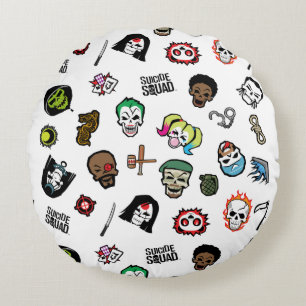 Suicide Squad   Suicide Squad Emoji Pattern Round Pillow