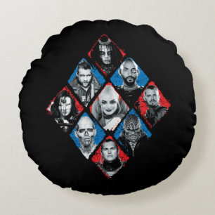 Suicide Squad Task Force X Chequered Diamond Round Pillow