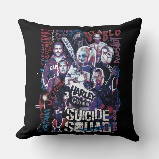 Suicide Squad | Task Force X Typography Photo Throw Pillow (Front)