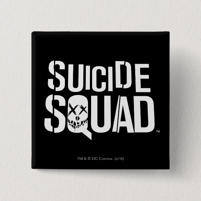 Suicide Squad | White Logo 2 Inch Square Button (Front)