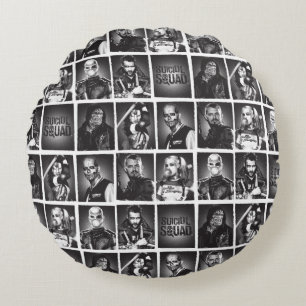 Suicide Squad   Yearbook Pattern Round Pillow
