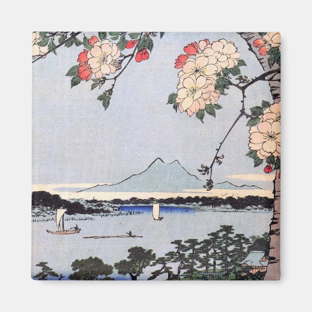 Suijin Shrine and Massaki on Sumida River Magnet (Front)