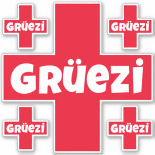 Suisse bonjour Gruezi cinq autocollants découpés