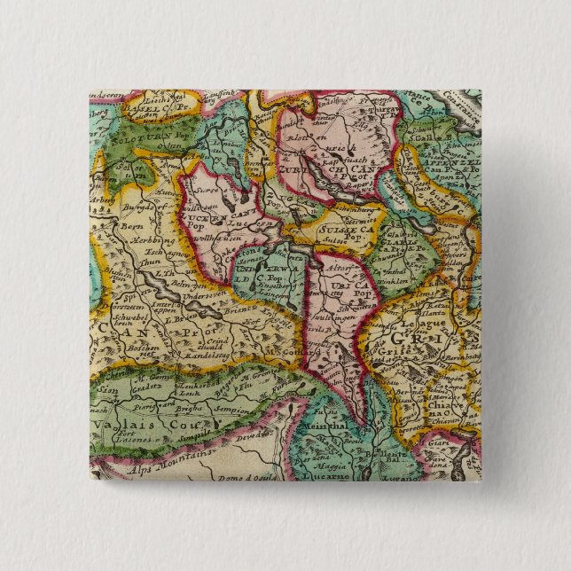 Suisse or Switzerland 2 Inch Square Button (Front)
