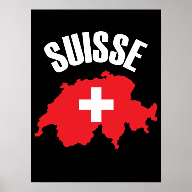Suisse Switzerland Map Flag Poster (Front)