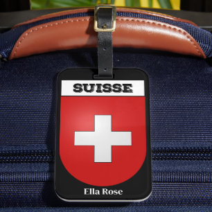 Suisse   Switzerland Vintage Coat of Arms Luggage Tag