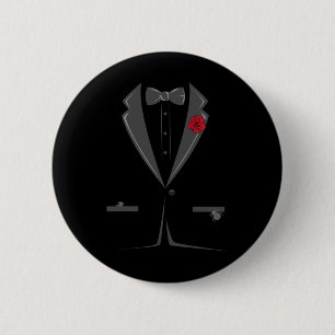 Suit And Tie Tuxedo Bowtie Costume Easy Halloween  2 Inch Round Button