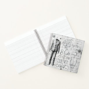 Suit Retro Blueprint Notebook