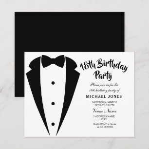 Suit & Tie mens 18th birthday party invitation
