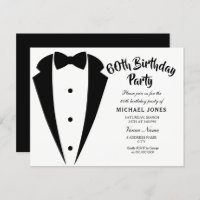 Suit & Tie mens 60th birthday party invitation