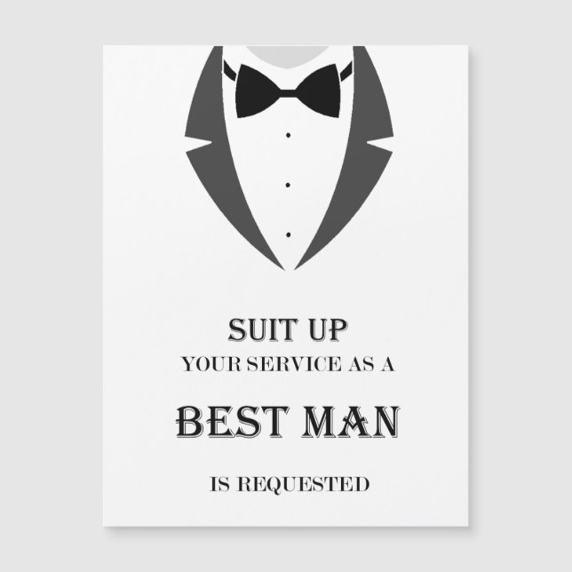 Suit Up Be My Best Man Magnetic Card (Front)