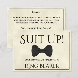 Suit Up Be My Ring Bearer Marbled Ivory Card