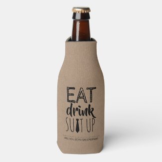 Suit Up - Funny Groomsman Proposal Bottle Cooler