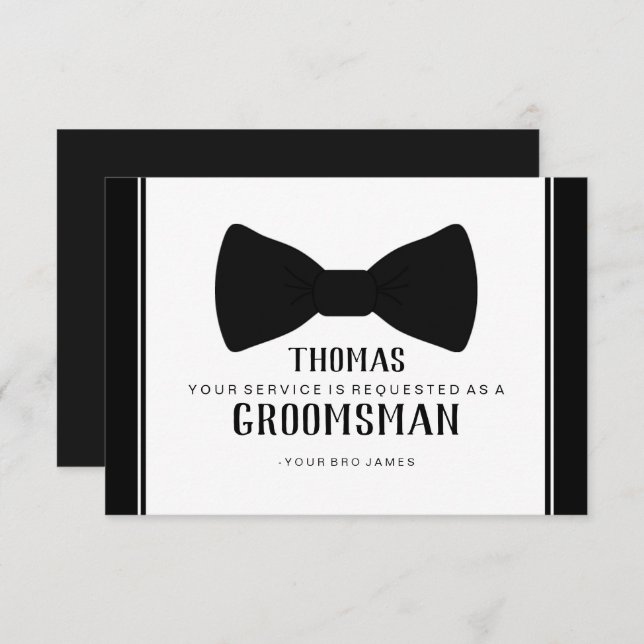 Suit Up Groomsman Card - Tux Black Tie (Front/Back)