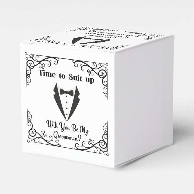 suit up groomsman proposal stylish modern minimal favor box (Front Side)