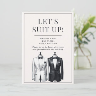 Suit Up Groomsman Usher Best Man Tuxedo Invitation