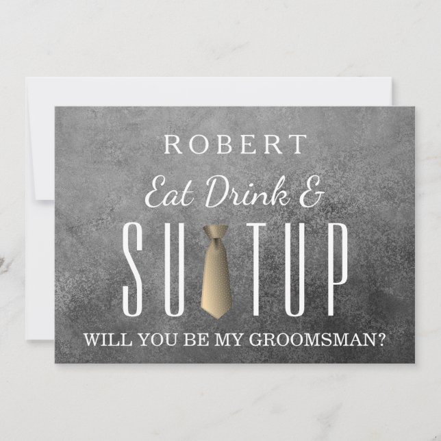 Suit-up Will you be my groomsman Invitation (Front)