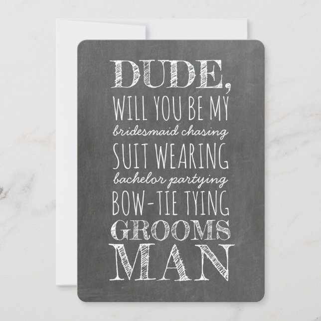 Suit Wearing Groomsman Funny Proposal Invitation (Front)