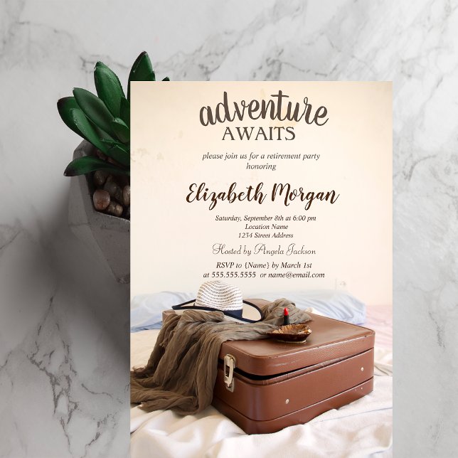 Suitcase Hat Lipstick Retirement Party Invitation (Creator Uploaded)