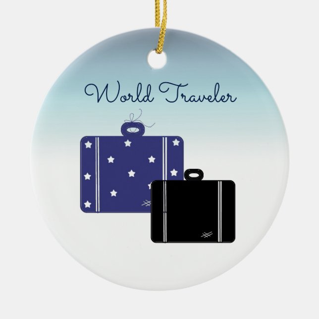 Suitcases World Traveler Ceramic Ornament (Front)