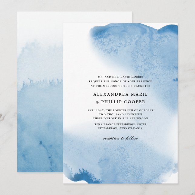Suite de Faire-part de mariage d'aquarelle Ombre | (Devant / Derrière)