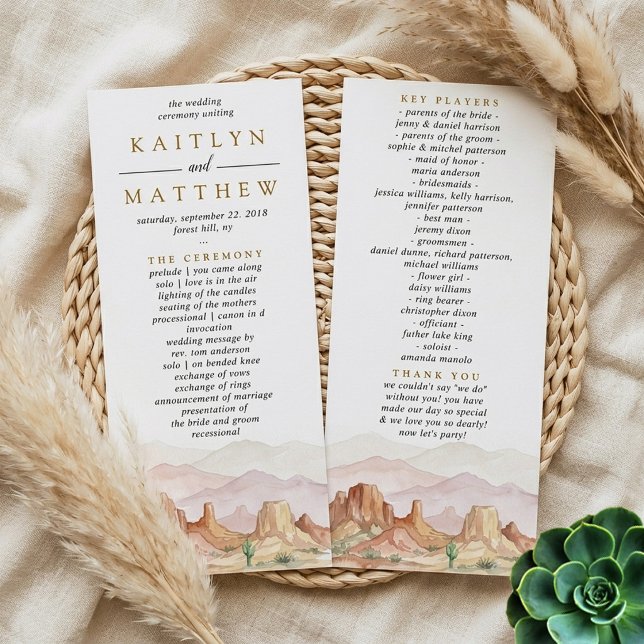 Suite de mariage Désert de Watercolor - Programme (Créateur téléchargé)