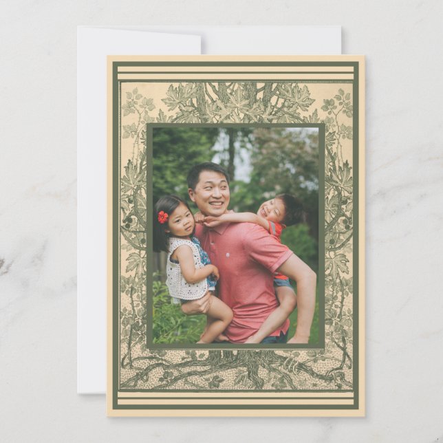 Suite de Paysages Ornate French Photo Green Border Holiday Card (Front)